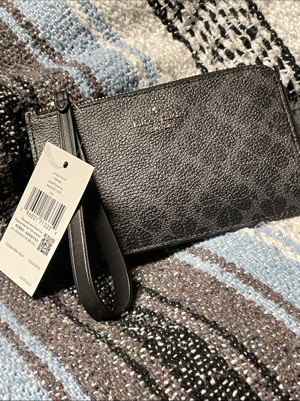 Kate Spade black spade flower Wristlet Card Holder